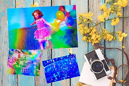 Bleidruck 25 Sheets Clear Holographic Laminate Sheets Self-Adhesive Paper | Rainbow Holographic Sticker Paper Waterproof Cold Laminating Overlay Adhesive Film A4 Size (8.3x11.7in)
