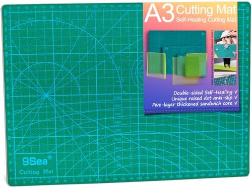 Self Healing Cutting Mat with Grid for Handmade Paper Cutting, Leather Crafts, Carving, Desktop Protectors 5-Ply Quilting Board A3-45x30x0.3cm(18 x12 x 0.118in Green)