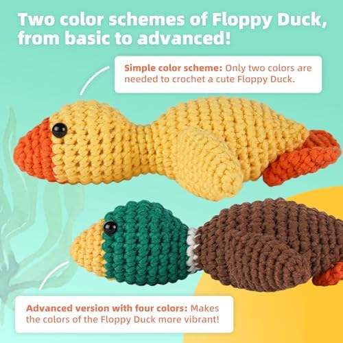 MOREJMTT Crochet Kit for Beginners, Learn to Crochet, Include Easy Knitting Soft Yarn, Step-by-Step Video Tutorial, Hook, Holiday Birthday Gift for Adults(2 Pack Ducks)