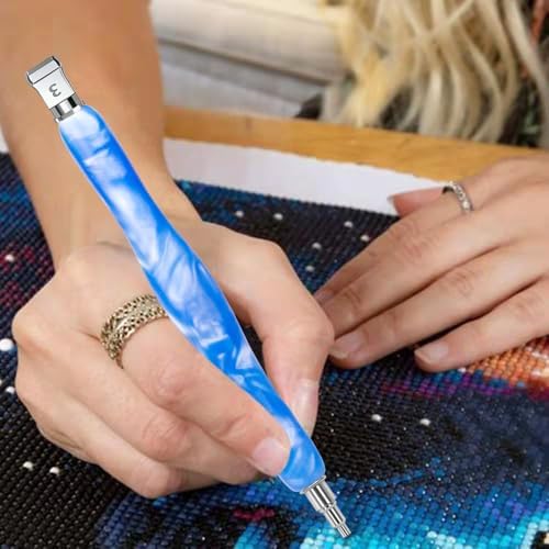 RaySoar Diamond Art Pens Diamond Art Tools Painting Pen with Screw Metal Tips Multi-Placer Tool Accessories for Adults Gem Rhinestone Picker Stylus Blue