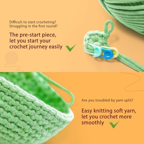 CrochetBox Crochet Kit for Beginners Adults - Animals Swing Starters Crochet Kit, Beginners Crocheting Kitting for Adults Teen, Craft Gifts with Crochets Yarns, Hook, Step-by-Step Video, Instruction