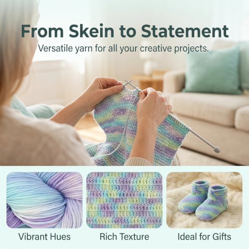 Katech Wool Yarn for Crocheting & Knitting, Cashmere Sock Yarn-Indigo Blue