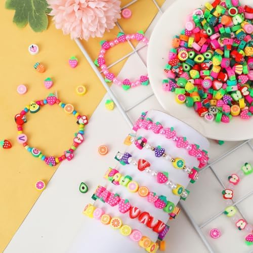300Pcs Fruit Polymer Clay Beads for Jewelry Making