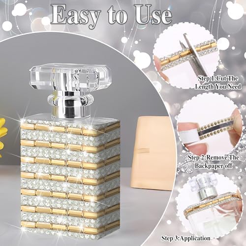 Gold Rhinestone Ribbon Self Sticky 1 CM Width Glass Crystal Ribbon