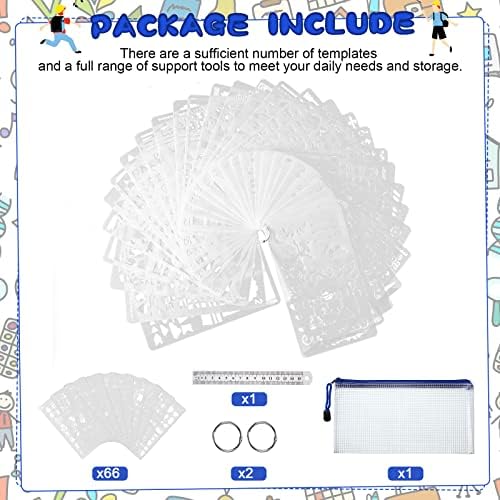 Teling 66 PCS Journal Stencils Planner, Bullet Drawing Templates Set