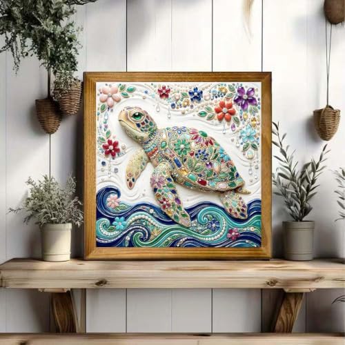 Sea Turtle Diamond Art Kits for Adults, DIY Special Shape Diamond Painting