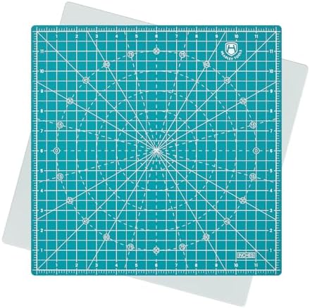 Headley Tools 12"x12" Rotating Cutting Mat, Self Healing Mat with 360-Degree Rotation & Anti-Slip Base, Sewing Board Cutting Mat Perfect for Fabric Quilting Leather Hobby Project, Turquoise