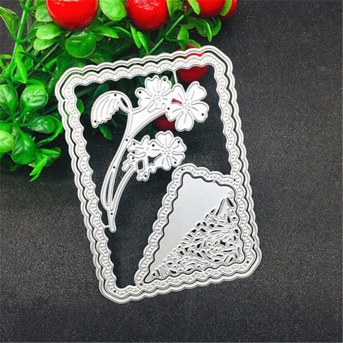 Scrapbooking Die-Cuts for Card Making, Christmas Metal Cutting Dies, Paper Craft Punch Template, Background Embossing Stencils, DIY Album Décor (Branches Lace Frame-11.4x8.1cm)