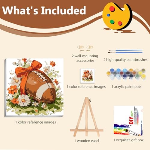 Reivworl Framed Football Paint by Numbers Kit for Adults Beginner 10×10 inch
