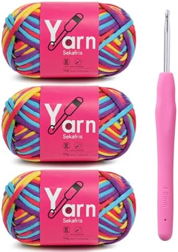 Crochet Yarn 150g/163.5yds Cotton Yarn for Crocheting - Crochet Knitting Yarns for Beginners with Easy-to-See Stitches - Yarn for Crocheting - Parfait Chunky Yarns -Cotton-Nylon Blend (A10)