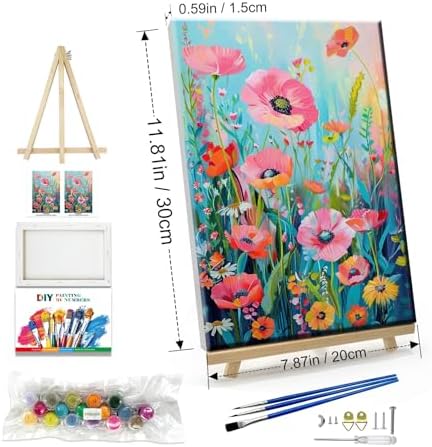 JOOZ Flower Paint by Number for Adults with Easel, 5D Paint by Numbers Kit