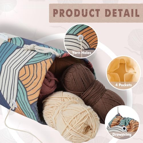 TOGETRUE Yarn Bag, Small Knitting Crochet Bag, Portable Yarn Storage Bags Organizer for Crocheting Project, Store Skein Ball, Short Knitting Needle (Small, Color Arc)