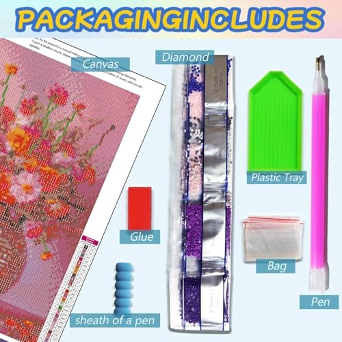 Dugsmgd Flowers Diamond Art Kits for Adults, Diamond Painting Kits 12X16 in