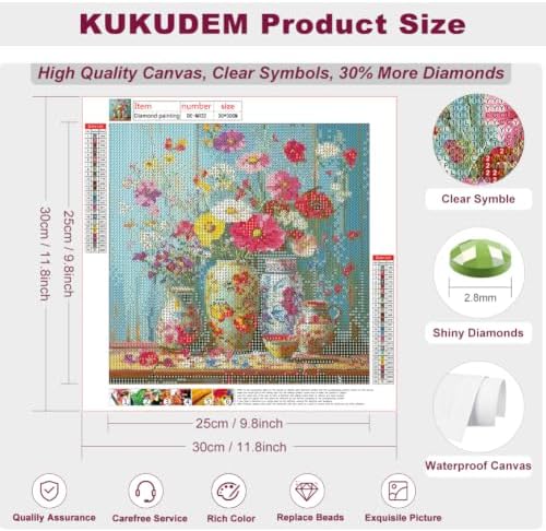 KUKUDEM Flowers Diamond Painting Kit for Adults, Diamond Art Kits12×12In