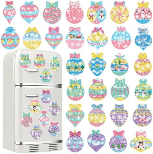 Motipuns 30 Pcs Diamond Magnets,Christmas Lollipop,Pastel