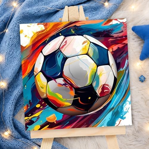 AUKELHJ Paint by Numbers Kit for Kids with Frame, Soccer, 8X8 inch