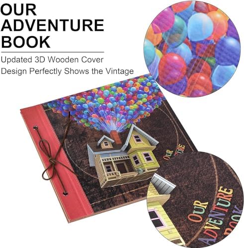 Our Adventure Book 12x12 Inch,Scrapbook Album Large Handmade Travel Scrapbook 60 Pages DIY Album for Anniversary,Wedding,Travelling,Writing,Baby,Friends,Family,Couple Gifts (12in-Up House)