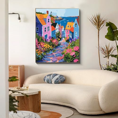 PRASIO Paint by Numbers Kit for Adults Beginner, Landscape Easy Adult Paint by Number Kits on Canvas, DIY Acrylic Watercolor Oil Paint by Number for Adults for Home Decor Gift 16x20 Inch