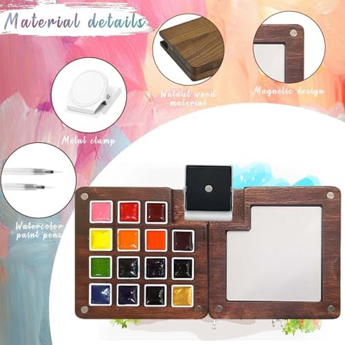 Travel Watercolor Paint Set - Pocket 15-Color Mini Kit with Sketch Pad