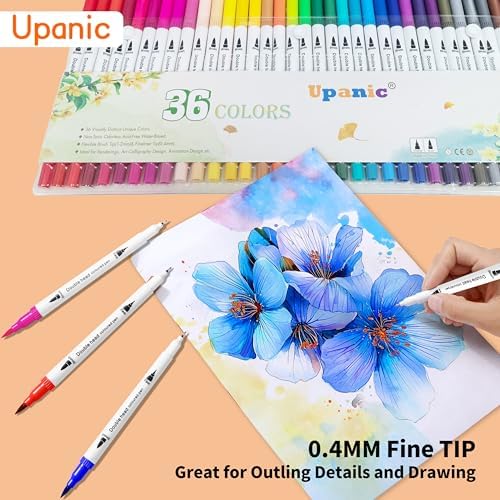 Upanic 36 Art Markers for Adult Coloring Books, Art Supplies, Dual‑Tip
