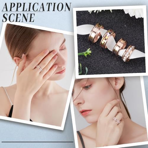 SUNNYCLUE 1 Box 12Pcs Stainless Steel Ring Blanks Grooved Finger Ring Blanks Settings Rose Gold US Size 7/8/9/10/11/12 Inlay Finger Rings Core Blank for Ring Jewelry Making Kits Women Men DIY Crafts