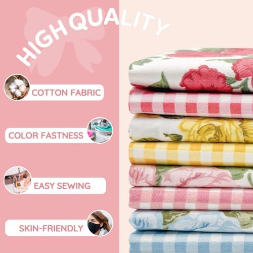 Aubliss 8pcs Fat Quarter Fabric Bundles (100% Cotton - 20'' x 20'')