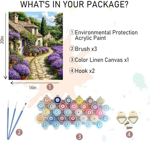 House Paint by Numbers for Adults - Landscape Paint by Number on Canvas