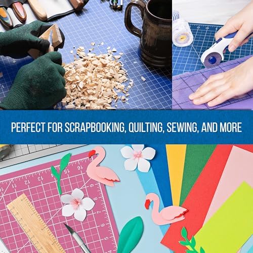 U.S. Art Supply 12"x18" Self-Healing Cutting Mat 5-Ply (2 Pack) Pink/Blue