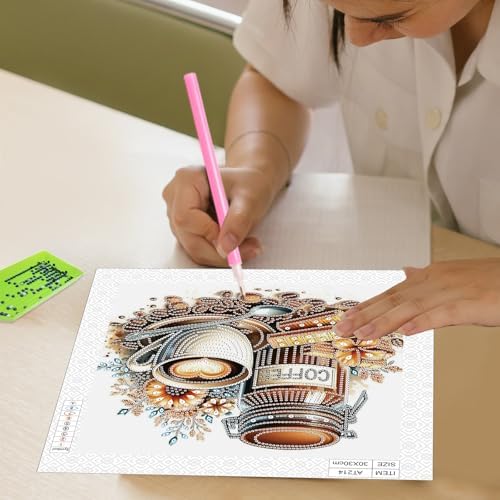 AiYuanzsh 5D Special Shape Diamond Art Kits for Beginners, Diamond Art Painting Kits for Adults, Crystal Rhinestones Diamond Art Painting for Home Wall Decoration Gift 12×12 inch, Coffee