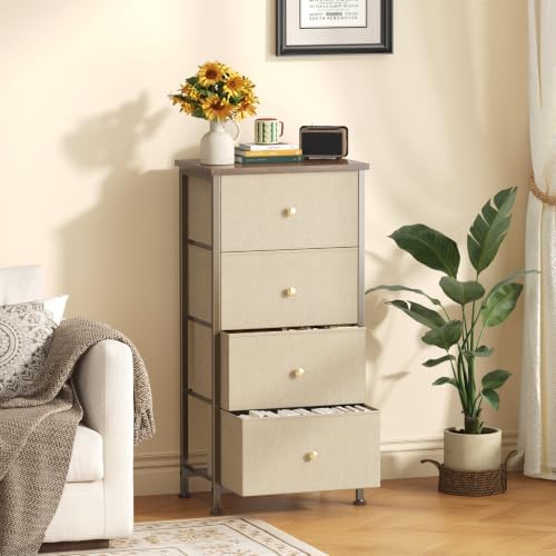 Sweetcrispy Dresser for Bedroom, 4 Drawer Storage Cabinet, Tall Nightstand