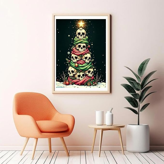 GQYCZZ Gothic Skull Christmas Tree Diamond Art Kits for Adults12 x16