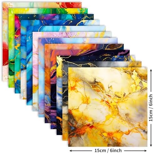 Marbled Scrapbook Paper Pad Color Marbled Patterned Paper 6×6,24 Sheets Single-Sided Scrapbooking CardStock Papers Pad for Holiday Cardmaking DIY Origami Journaling.
