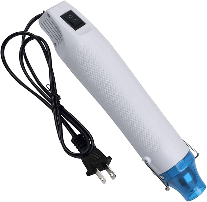 Mini Heat Gun - 220V 300W Portable Handheld Hot Air Gun Tool for DIY Craft Embossing - Electric Heating Tool with Stand & Power Cord for Car Vinyl Wrap/Shrink Wrapping PVC/Drying Paint(White)