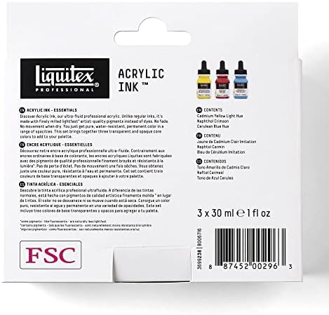 Liquitex Professional Acrylic Ink, 1-oz (30ml), Essential Color Set, Set of 3