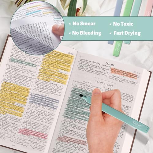 Bible Highlighters, Cute Pastel,No Bleed Bible Study Chisel Tip,8Pcs | Chisel Tip,Aesthetic,No Bleed,Dry Fast, Bible Study for Planner Notes School Supplies