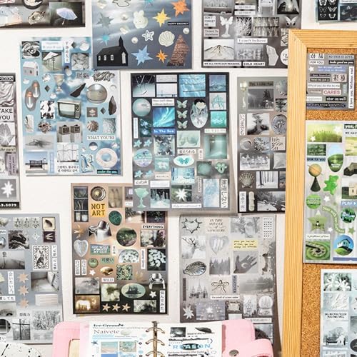 Japanese Sticker Book,990 Pcs Nature Landscape Themed Comic Retro Stickers Book for DIY Cute Scrapbooking Journaling Handbook Material Decoration