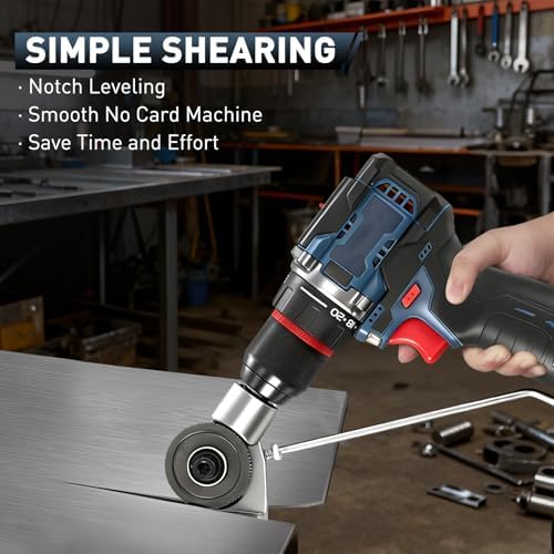 Metal Nibbler Drill Attachment, Heavy-Duty Sheet Metal Cutter for Electric Drill, Double-Cut Nibbler Tool for Fast Clean Cutting of Iron, Steel, Aluminum, Copper and Plastic Panels