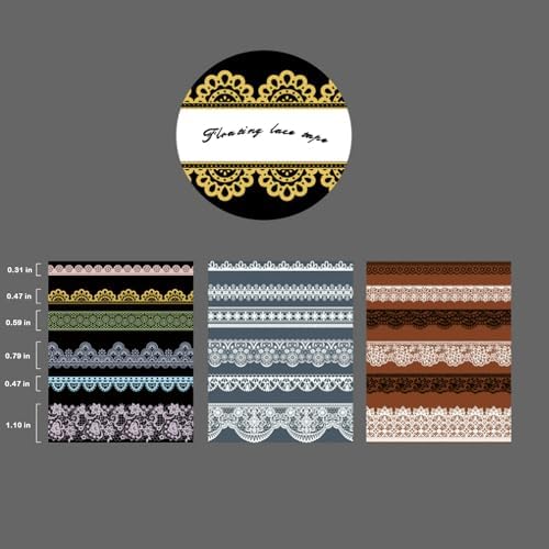 18 Rolls Lace Washi Tape Set, Black White Lace Decorative Tapes for Scrapbooking Supplies, Junk Journal, Bullet Journaling, DIY Arts and Crafts