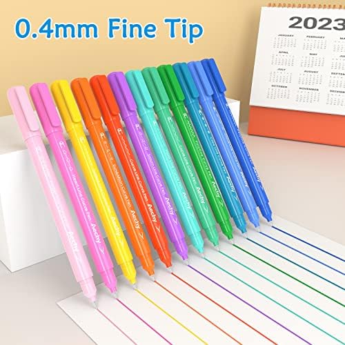 AECHY Dual Tip Curve Highlighter Pens, 10 Patterns, 12 Colors, 12 Pack | Fine Tip Colored Marker Pens with Curve Pattern Roller for Journaling, Planner, Scrapbooking, Drawing & DIY Crafts