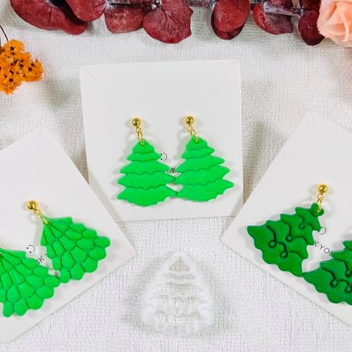 Xaekicr Christmas Tree Polymer Clay Cutters – 3 Style Clay Cutters for Holiday Earrings, Christmas Clay Tools for Polymer Clay Jewelry and Crafts