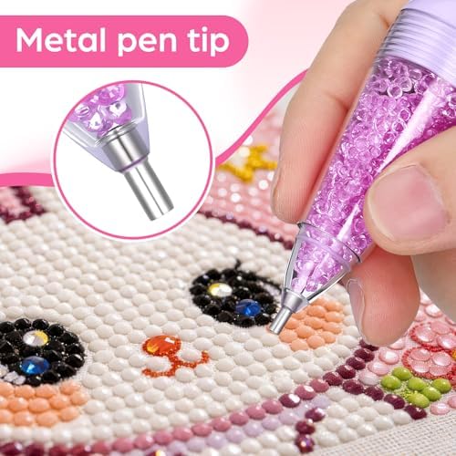 VILLCASE 3pcs Diamond Art Pens, Flower Pot Shaped Diamond Art Painting Tools, Manual Point Drill Pen Bead Dot Tools for DIY Mobile Phone Kits and Nail Accessories (Non-Automatic)