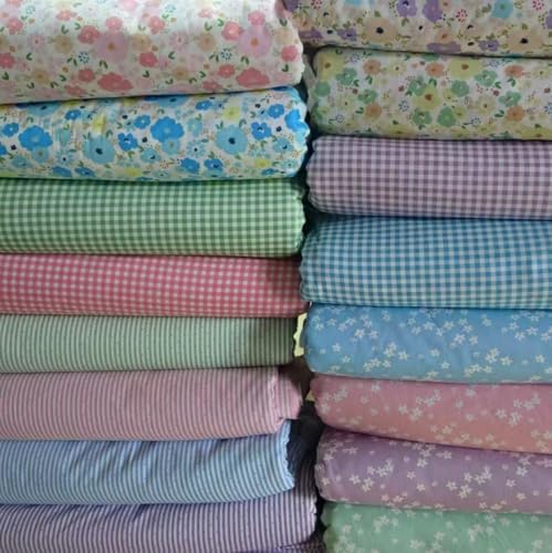 Cotton Fabric DIY Making Supplies Quilting Patchwork Fabric Fat Quarter Bundles DIY for Quilting Cotton Patchwork Cushions (8pcs Small Flowers Square, 20" x 20")