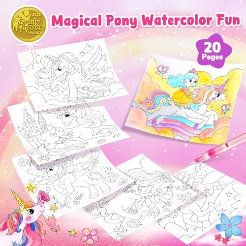 JoyCat Paint with Water Coloring Books for Toddlers (Magical Pony)