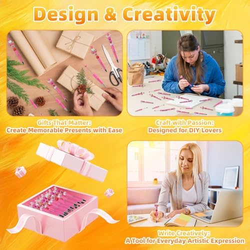 210 Pieces DIY Beadable Pen Bulk Kit – 70PCS Ballpoint Pen with Refills & Bags – Perfect for Beads Pens Supplies, Beaded Pens for DIY Crafting – Office Supplies & Teacher Accessories (Rose Red)