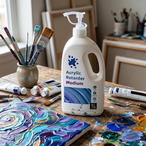 Falling in Art 33.8 Oz Acrylic Paint Retarder Medium, Slow Drying Medium | for Acrylic Paint, Professional Acrylic Fluid Mediums