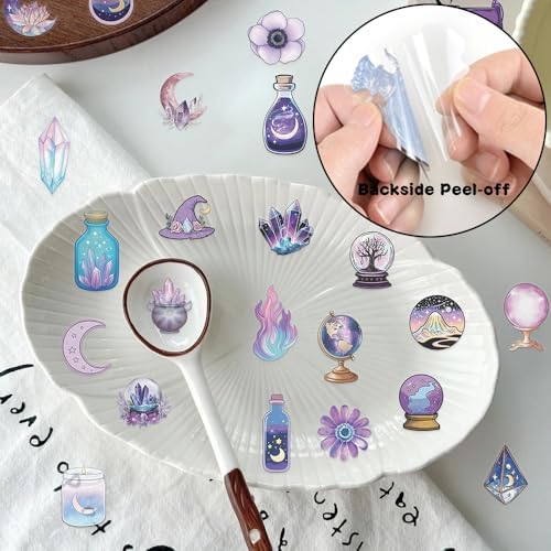 50pcs PET Vinyl Stickers Scrapbook, Self-Adhesive Waterproof Vinyl Sticker for Laptops, Aesthetic Decor Journal Stickers Planner Accessories for Luggage, Water Bottles.Magical Magic