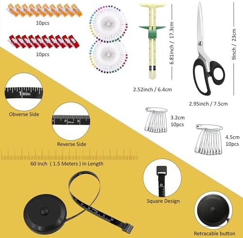 Rotary Cutter Set with A3 Self-Healing Cutting Mat, Fabric Scissors, 2 Blades, Quilting Ruler, Sewing Ruler & Sewing Clips – All-in-One Kit for Quilting, Patchwork, Sewing & Crafting