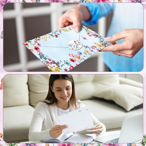 TaoBary 160 Pcs Wildflower Stationery Paper and Envelopes Set, 8.5 x 11''