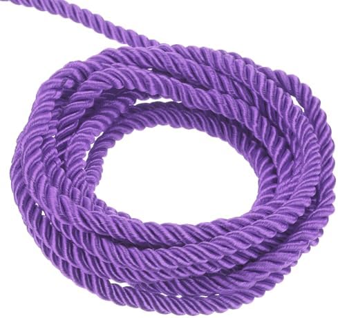 MECCANIXITY Twisted Cord Trim, 22 Yard 5mm 3-Ply Twine Braided Rope Shiny Thread String for Craft Gift Bag Curtain Christmas Decor, Deep Purple - 20m