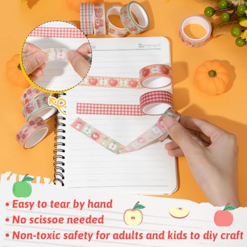 12 Rolls Autumn Thanksgiving Apple Washi Tape for Gift Wrapping